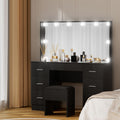 Artiss Dressing Table Vanity Desk 10 LED Bulbs Stool Black