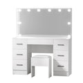 Artiss Dressing Table Set White 10 LED Bulbs Stool