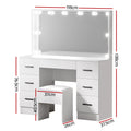 Artiss Dressing Table Set White 10 LED Bulbs Stool