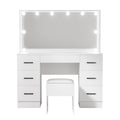 Artiss Dressing Table Set White 10 LED Bulbs Stool