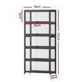 Artiss 5-Tier Display Cabinet Bookshelf Black Clear Glass Shelves