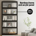 Artiss 5-Tier Display Cabinet Bookshelf Black Clear Glass Shelves