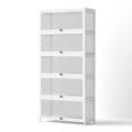 Artiss 5-Tier Display Cabinet Storage Bookshelf White Clear Shelf