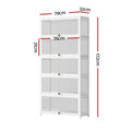 Artiss 5-Tier Display Cabinet Storage Bookshelf White Clear Shelf