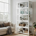 Artiss 5-Tier Display Cabinet Storage Bookshelf White Clear Shelf