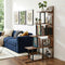 Artiss 5 Tier Ladder Bookshelf Corner Walnut Bookcase