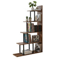 Artiss 5 Tier Ladder Bookshelf Corner Walnut Bookcase