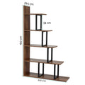 Artiss 5 Tier Ladder Bookshelf Corner Walnut Bookcase
