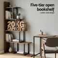 Artiss 5 Tier Ladder Bookshelf Corner Walnut Bookcase