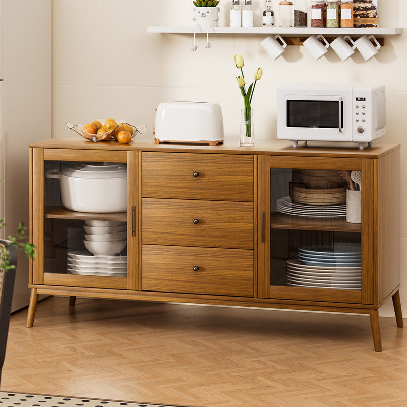 Artiss Buffet Sideboard Glass Doors Oak 1500mm
