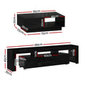 Artiss LED TV Unit & Coffee Table Set Storage Cabinet Black