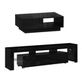 Artiss LED TV Unit & Coffee Table Set Storage Cabinet Black