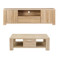 Artiss TV Unit & Coffee Table Set Storage Drawer Pine