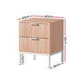 Artiss 2X Bedside Table 2 Drawers Storage Nightstand Cabinet Metal Legs Pine