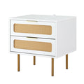 Artiss Rattan Bedside Table 2 Drawers Pine Wood