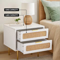 Artiss Rattan Bedside Table 2 Drawers Pine Wood