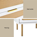 Artiss Rattan Bedside Table 2 Drawers Pine Wood
