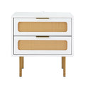 Artiss 2x Rattan Bedside Table 2 Drawers White
