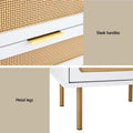 Artiss 2x Rattan Bedside Table 2 Drawers White