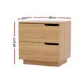 Artiss Bedside Table 2 Drawer Nightstand Pine Wood