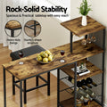 Artiss Bar Table 122cm Industrial Wine Rack Cup Holder Walnut