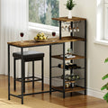 Artiss Bar Table 122cm Industrial Wine Rack Cup Holder Walnut