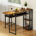 Artiss Industrial Bar Table 140cm Wine Rack Cup Holder