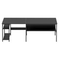 Artiss L-Shape Computer Desk Black Home Office Study Table Open Shelf