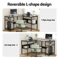 Artiss L-Shape Computer Desk Black Home Office Study Table Open Shelf