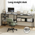 Artiss L-Shape Computer Desk Black Home Office Study Table Open Shelf