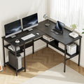 Artiss L-Shape Computer Desk Black Home Office Study Table Open Shelf