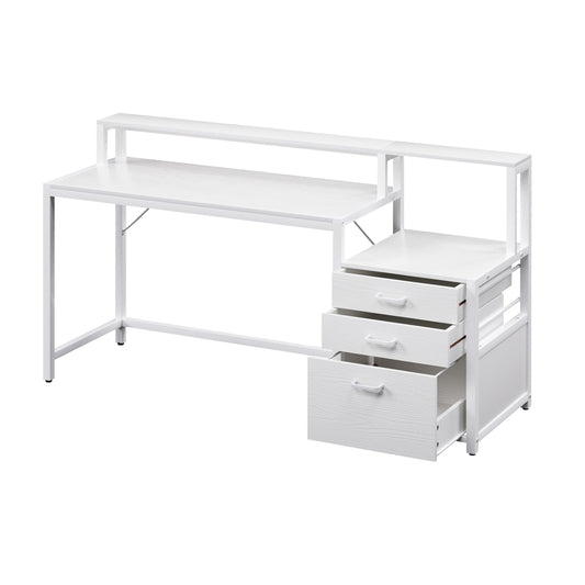 Artiss Computer Desk 160cm White with Drawers Open Shelf