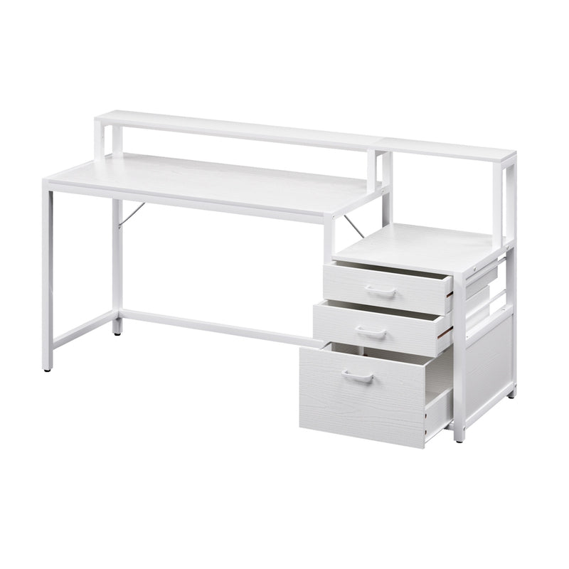 Artiss Computer Desk 160cm White with Drawers Open Shelf