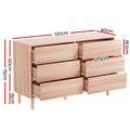 Artiss 6 Drawer Chest Tallboy Dresser Cabinet Pine Storage Bedroom