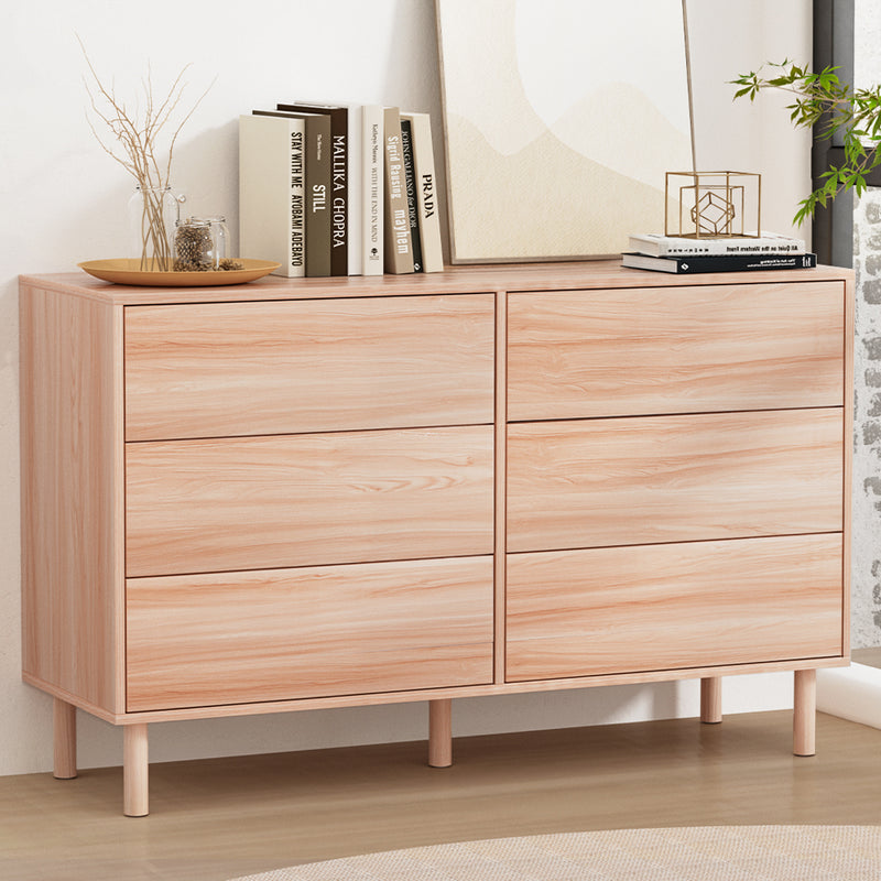 Artiss 6 Drawer Chest Tallboy Dresser Cabinet Pine Storage Bedroom