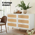 Artiss Chest of 6 Drawers White Lowboy Cabinet Storage