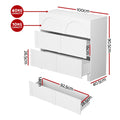 Artiss 3 Drawer Chest White Lowboy Dresser Cabinet