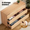 Artiss 6 Drawer Chest Dresser Pine Wood Storage Cabinet