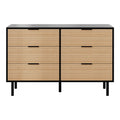 Artiss 6 Drawer Chest Dresser Black Pine Wood