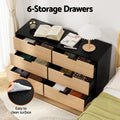Artiss 6 Drawer Chest Dresser Black Pine Wood