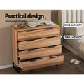 Artiss 4 Drawer Chest Tallboy Dresser Rust Oak Bedroom Storage