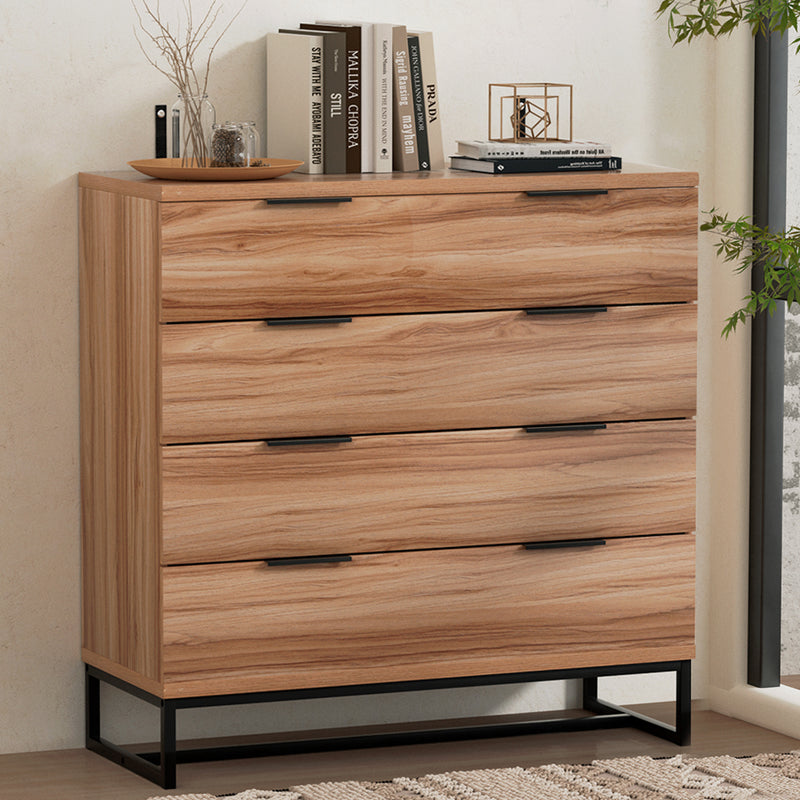 Artiss 4 Drawer Chest Tallboy Dresser Rust Oak Bedroom Storage