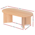 Artiss Oval Coffee Table 110cm Pine Alva