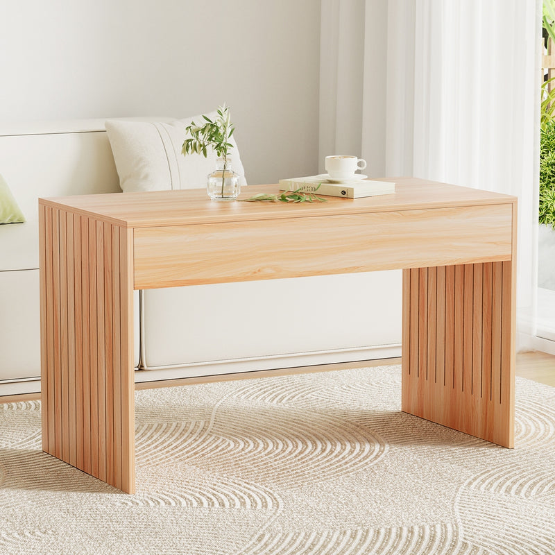 Artiss 100cm Rectangle Coffee Table Fluted Side
