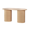 Artiss Coffee Table Oval 100cm Pine Wood