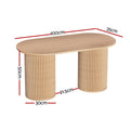 Artiss Coffee Table Oval 100cm Pine Wood