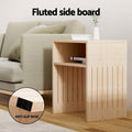 Artiss Coffee Table Storage Shelf Fluted Pine