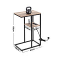 Artiss C-Shaped End Table Set Of 2 Charging Station 2-Tier Side Coffee Table Bedside Wood