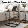 Artiss C-Shaped End Table Set Of 2 Charging Station 2-Tier Side Coffee Table Bedside Wood
