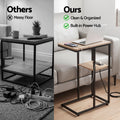 Artiss C-Shaped End Table Set Of 2 Charging Station 2-Tier Side Coffee Table Bedside Wood